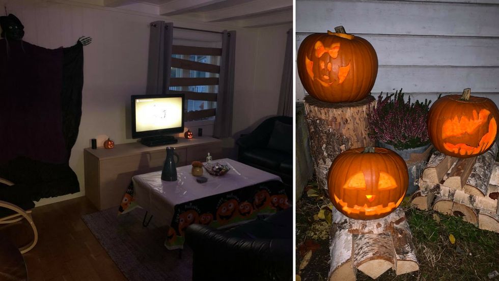 DEKORASJON: Den viktigaste delen av halloween-feiringa er å sette stemninga, og det skjer heime