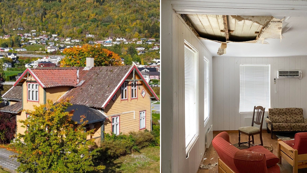 DYR RØNNE: Huset på Stedje har sett sine betre dagar. Prisantydninga er det derimot ikkje noko å seia på.