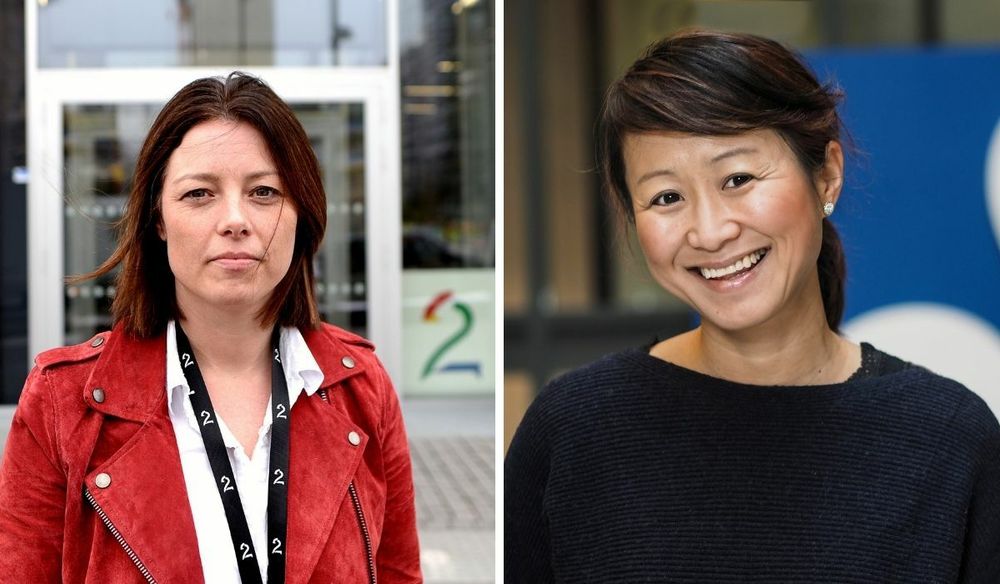Organisasjons- og kommunikasjonsdirektør Sarah Willand i TV 2 og Camilla Kim Kielland, kommunikasjonsdirektør i Schibsted.