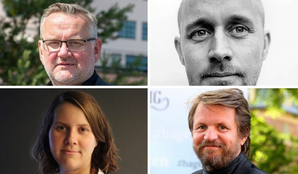 John Arne Moen, konsernsjef i TA Media AS, Jo Skårderud, journalist hos Klassekampen, journalist i Dagsavisen, Jenny Dahl Bakken og forfatter og tidligere journalist, Tom Egeland.