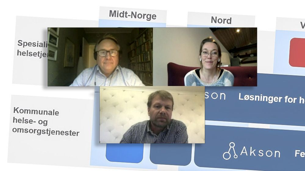 I EHIN-debatten deltok Bendik Bygstad (øverst t.v.), Christin Gorman (øverst t.h.) og Magne Jørgensen (nederst) digitalt.