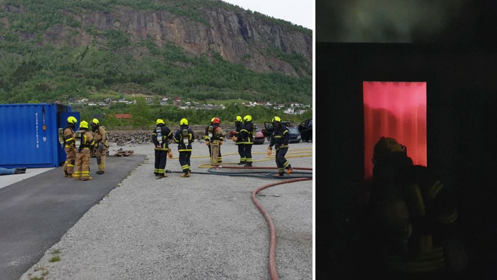 ØVING: Sogn brann og redning IKS øver på røykdykking.
