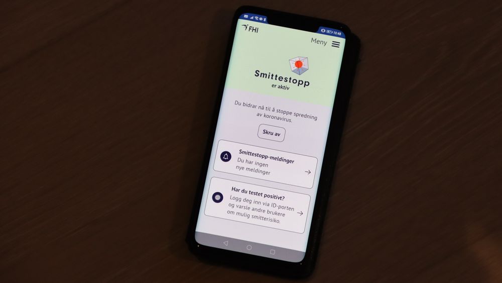 Betautgaven av den nye Smittestopp-appen. Det er ikke gitt at den endelige versjonen vil se helt slik ut.