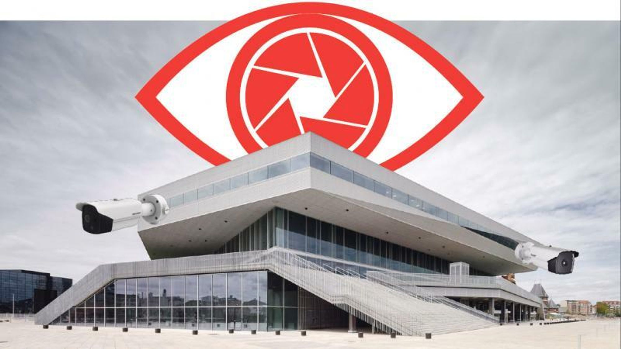Aarhus Kommune bruker overvåkningskameraer fra kinesiske Hikvision, blant annet på kulturhuset Kulturhuset Dokk1. Men kommunen får ikke se Forsvarets risikovurdering av Hikvision, som mistenkes for brudd på menneskerettigheter og cyberspionasje. Illustrasjon: Hikvision/Schmidt Hammer Lassen