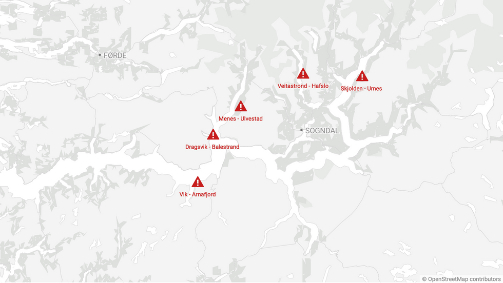 OFTE RASUTSATT: Fleire fylkesveger blir stengt med tanke på rasfare i natt.
