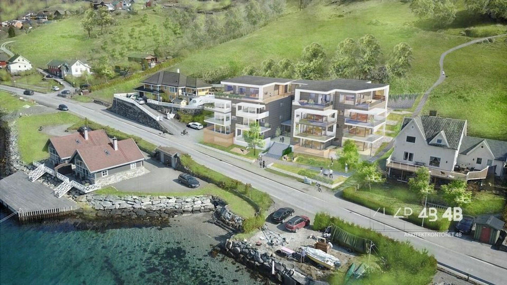 IKKJE PRIORITET: Leilegheitskomplekset i Aurland sentrum har ikkje vore så attraktivt blant aurlendingane som eigedomsmeklarane hadde håpa på.