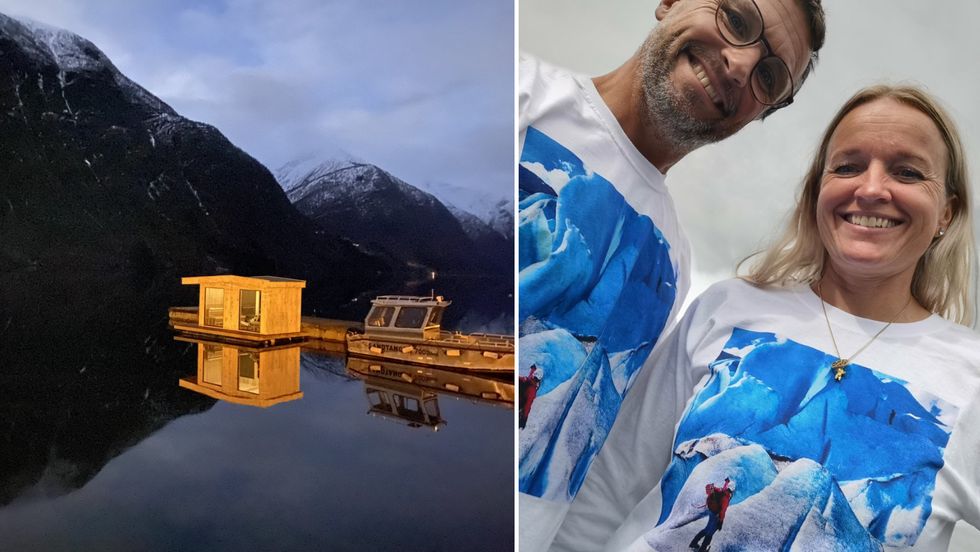 NØGDE: Jarle Mundal og Janne Elin Hårklau kan smile breidt for det nyaste tilskotet i Fjærland Guiding.