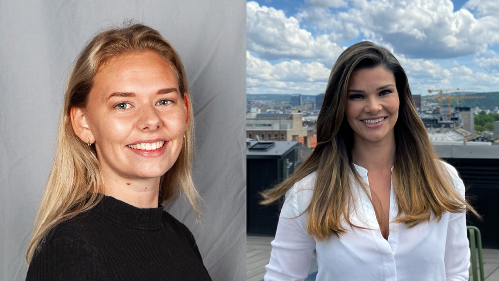 Erika Åsberg (t.v.) tar en master i informatikk ved NTNU er en av dem som skal gå på Azure-kurset til Monica Tvedt (t.h.) i Forte Digital.
