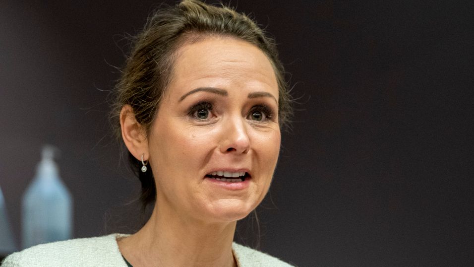 Distrikts- og digitaliseringsminister Linda Hofstad Helleland. Bildet er tatt på pressetreff i forkant av Høyres landsmøte tidligere i år.