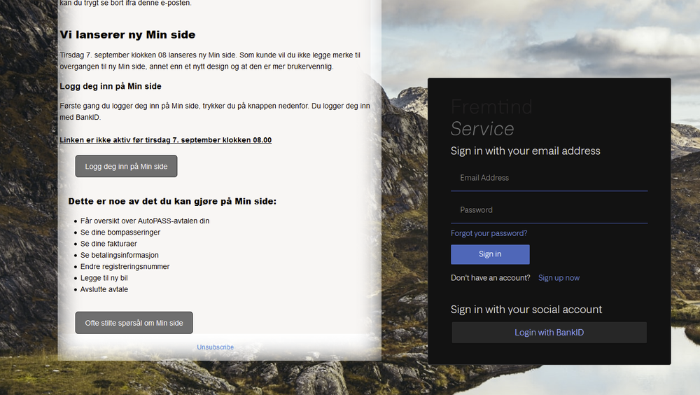 Oppfordrer til å klikke på BankID-lenke i epost, men BankID selv advarer
