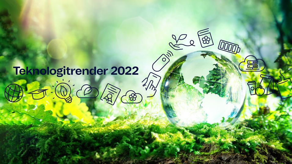 Telenor-forskerne ser grønne trender for teknologi i 2022. Her et bilde fra rapporten.