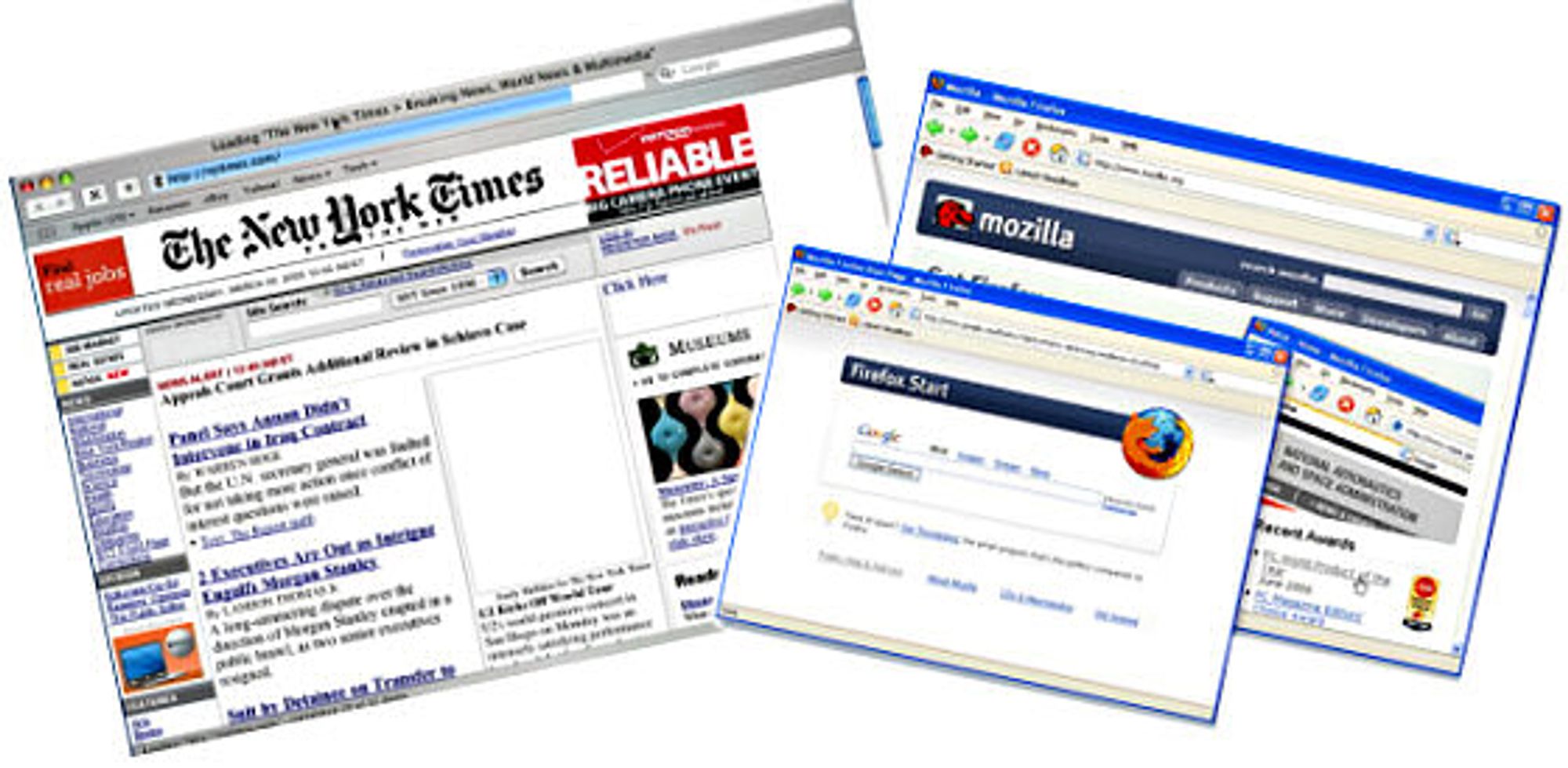 Safari til venstre, Firefox til høyre