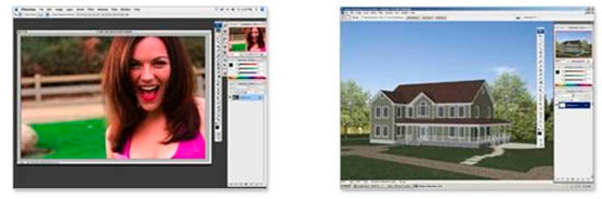 Photoshop, som vi kjenner til venstre - Photoshop Extended til høyre.