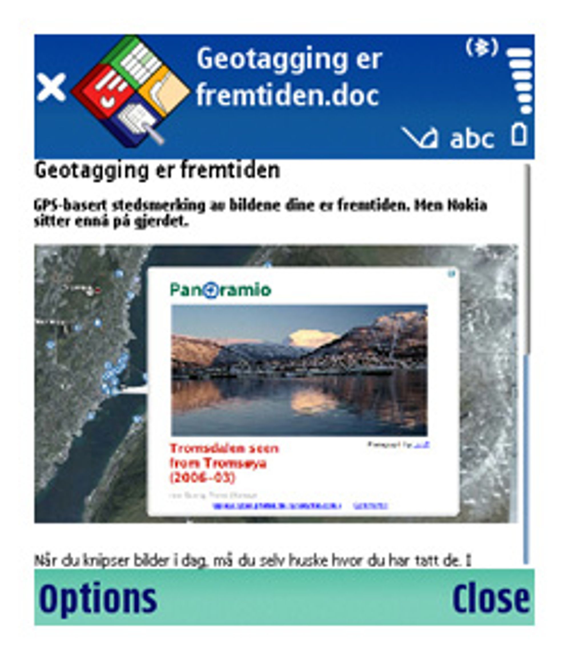 QuickWord kan vise bilder.
