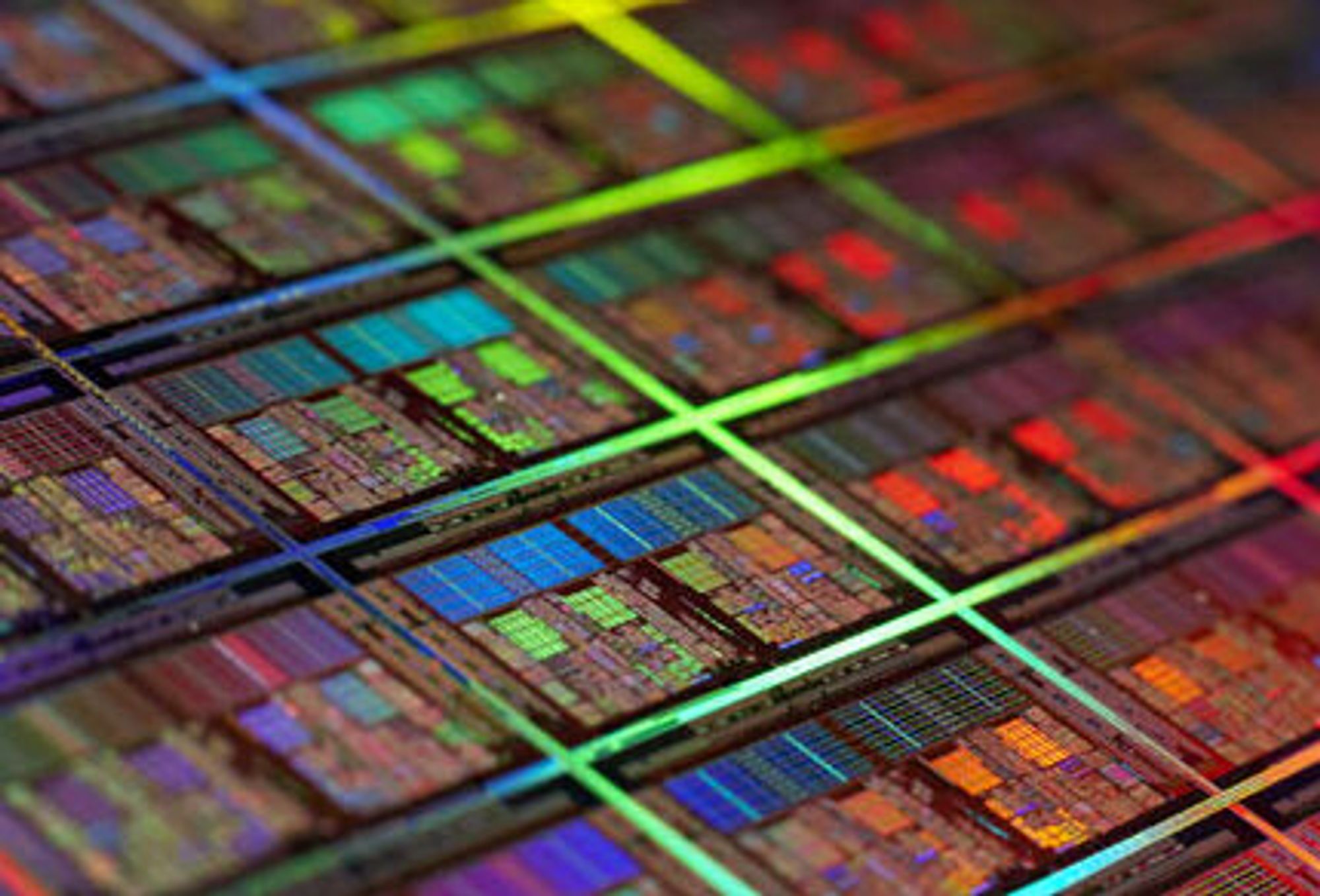Nærbilde av wafer med AMD-firekjerner