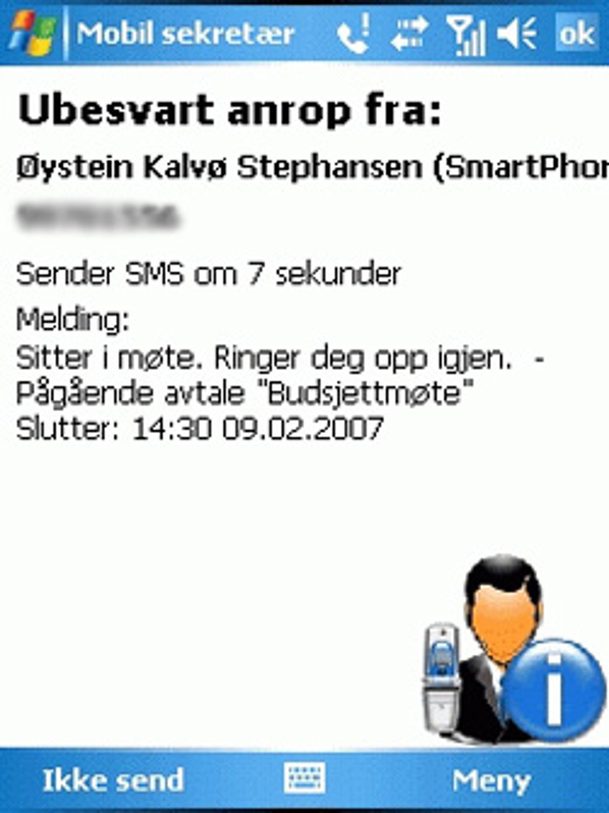 Mobil Sekretær sender SMS for deg (Bilde: SmartPhones Telecom)
