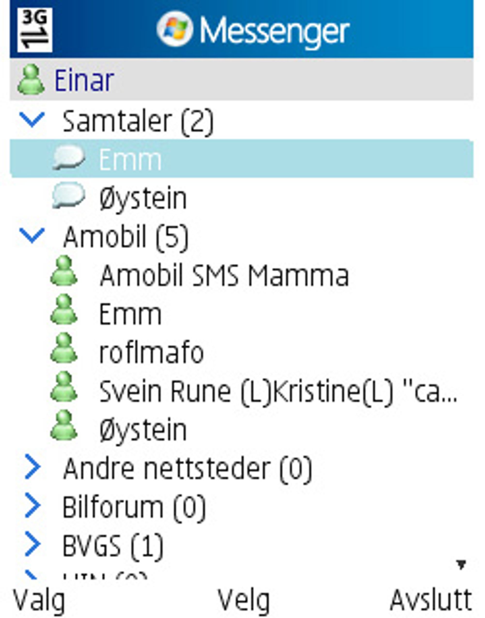 Øverst i listen finner du alle samtalene du har oppe.