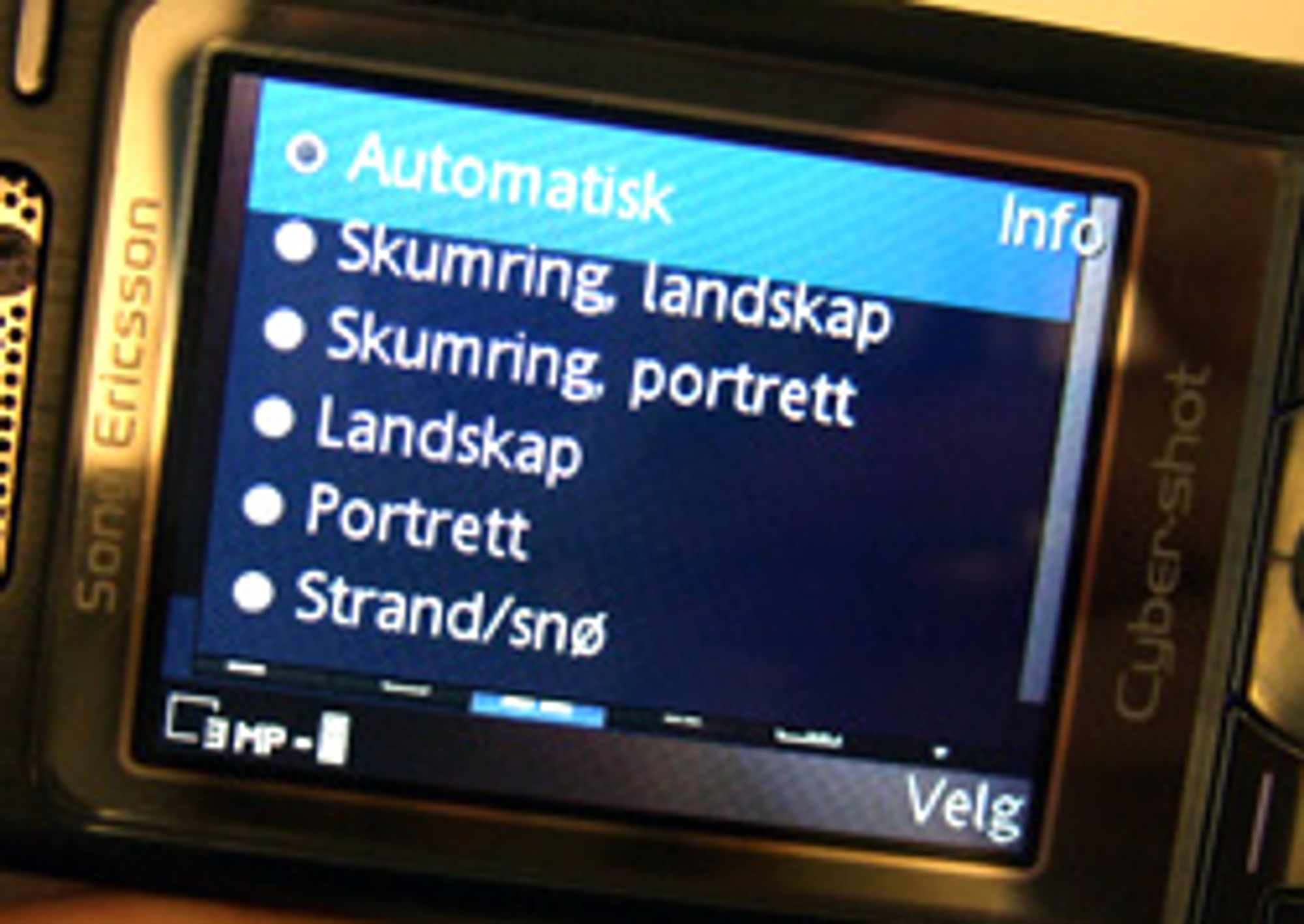 Noen vanlige lysinnstillinger (Foto: Silje Gomnæs)