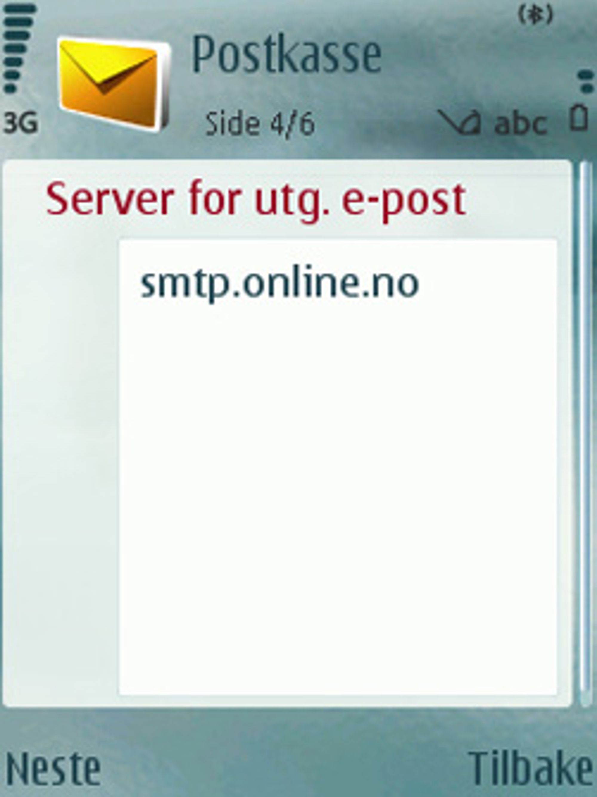 Utgående e-postserver er ofte annerledes enn på PC-en.