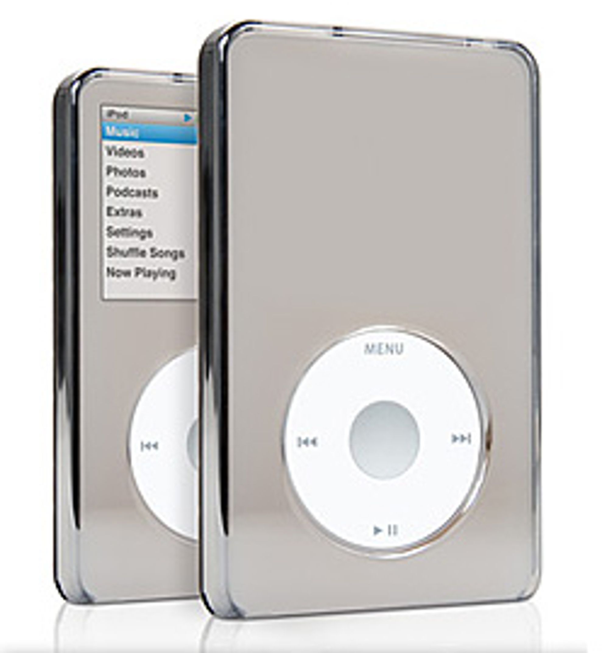 En speilblank bæreveske der skjermen skinner gjennom er blant Griffins nye iPod Classic-tilbehør. (Foto: Griffin)
