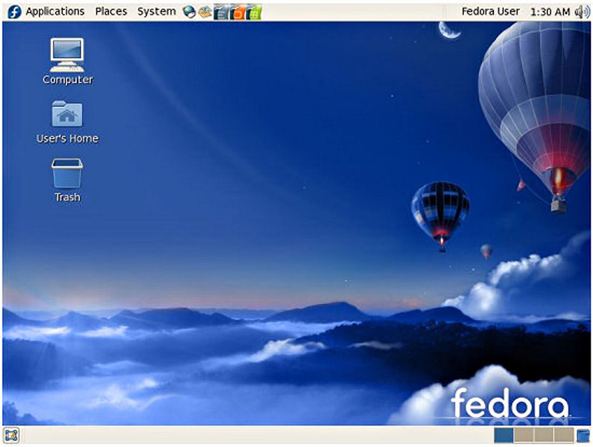 Standard-skrivebordet i Fedora 7