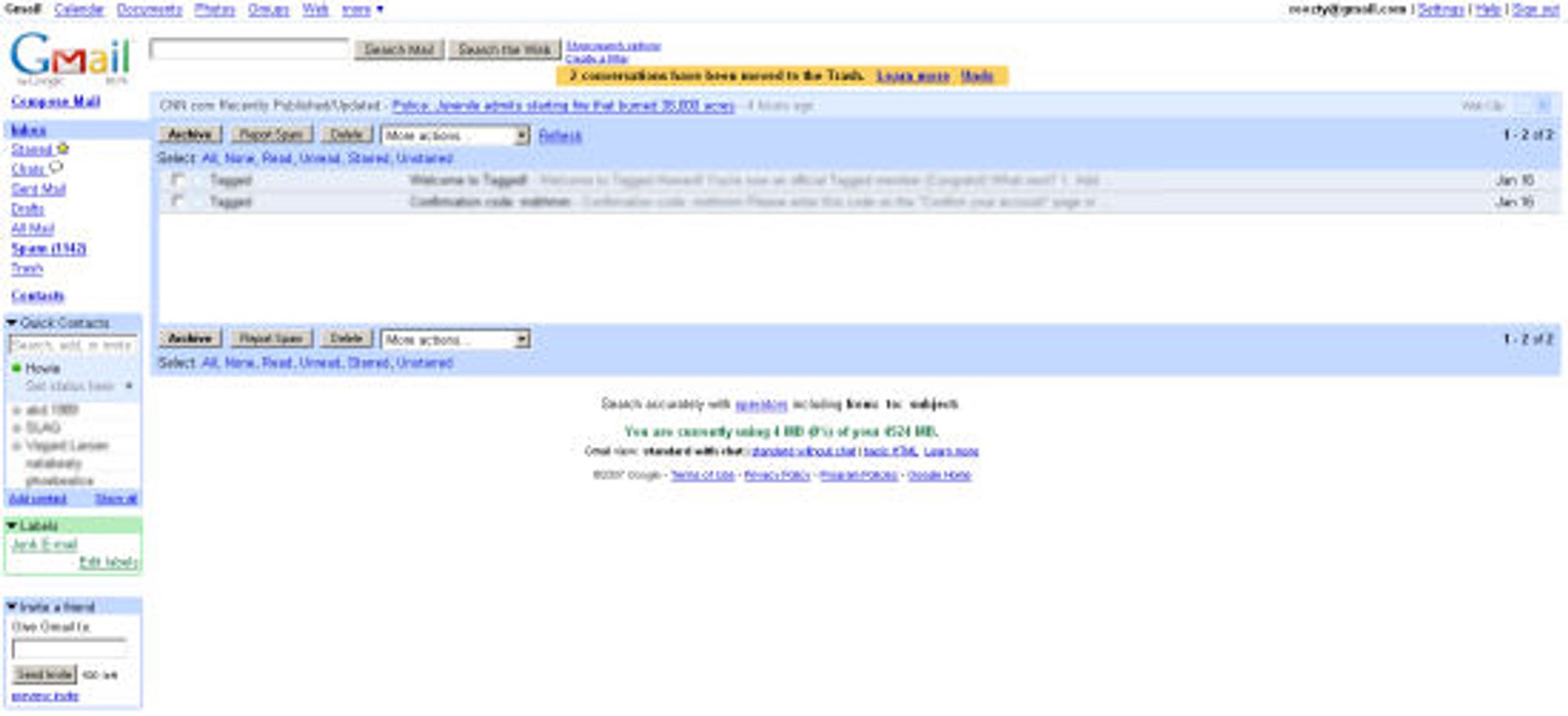 Fra hovedmenyen i Gmail