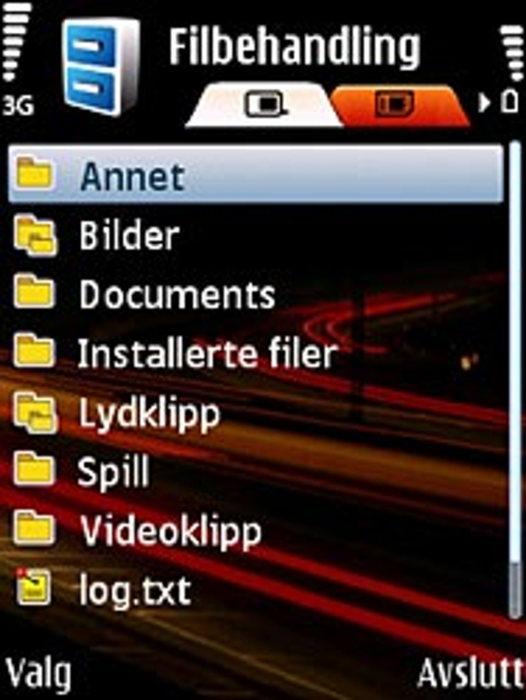 I filbehandleren har du god oversikt over alt som er lagret på telefonen.