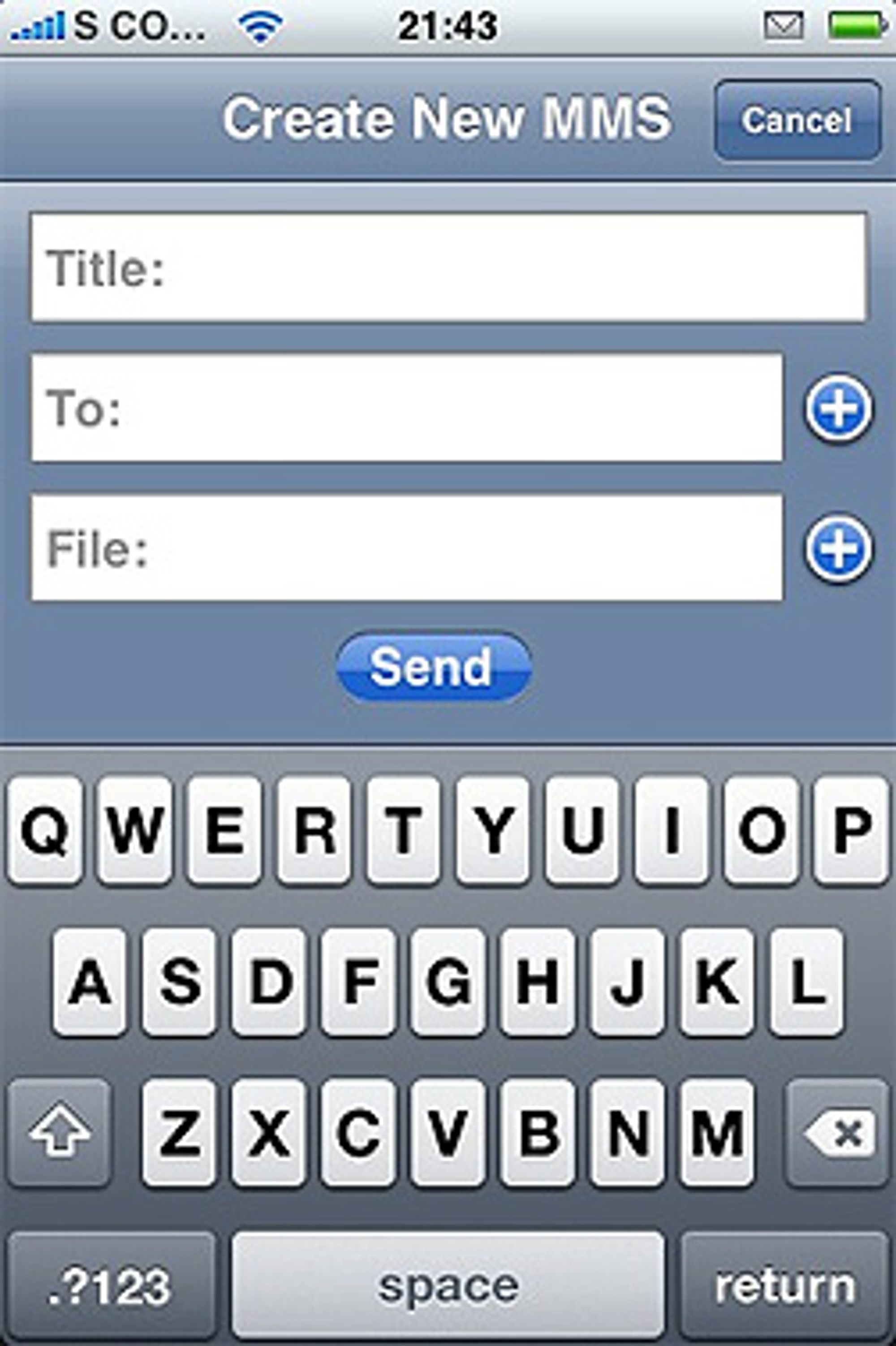 Slik ser MMS-programmet til iPhone ut. (Bilde: Swirly Place)