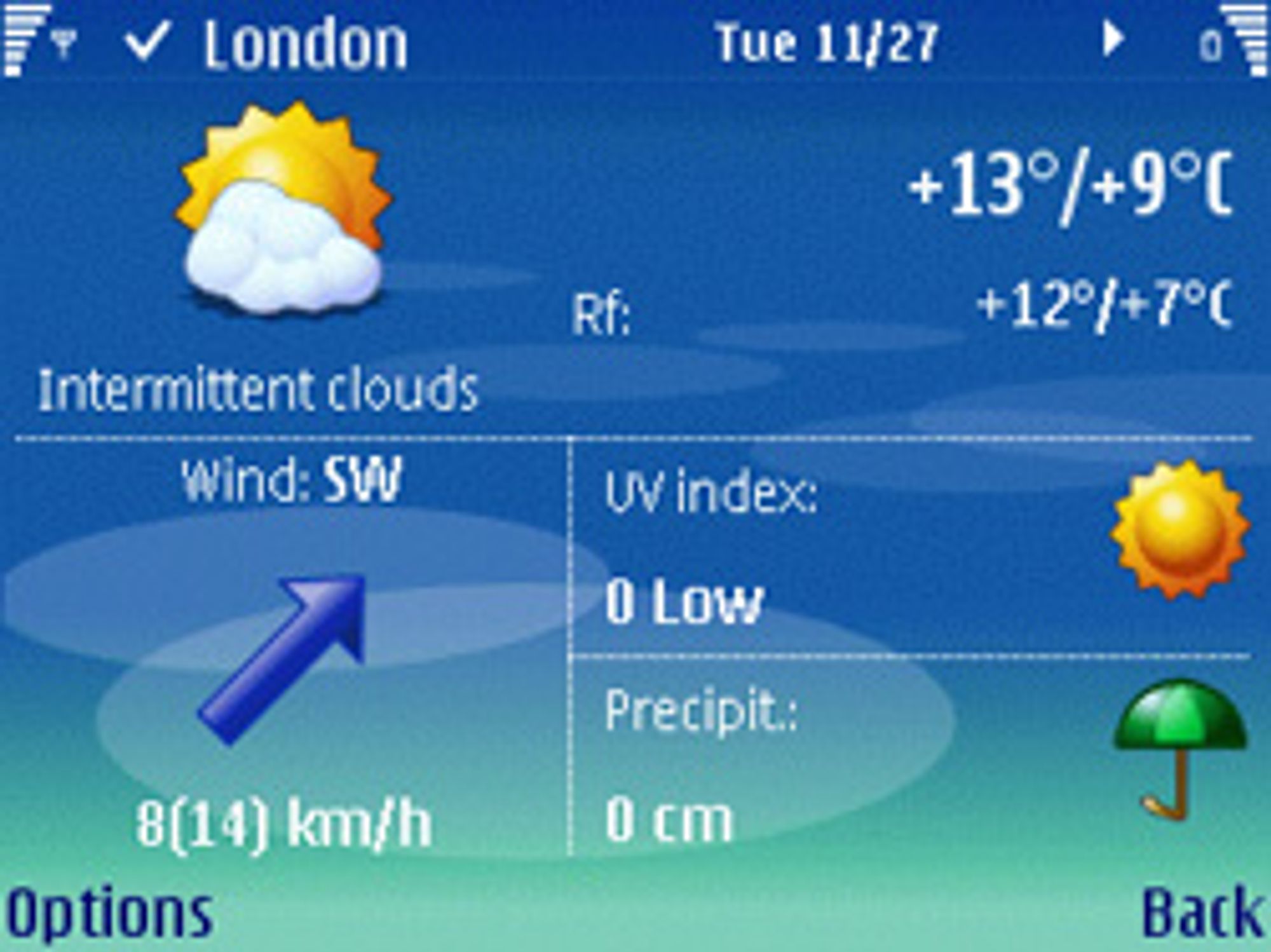 Handy Weather lar deg se værvarselet rett på mobilen.
