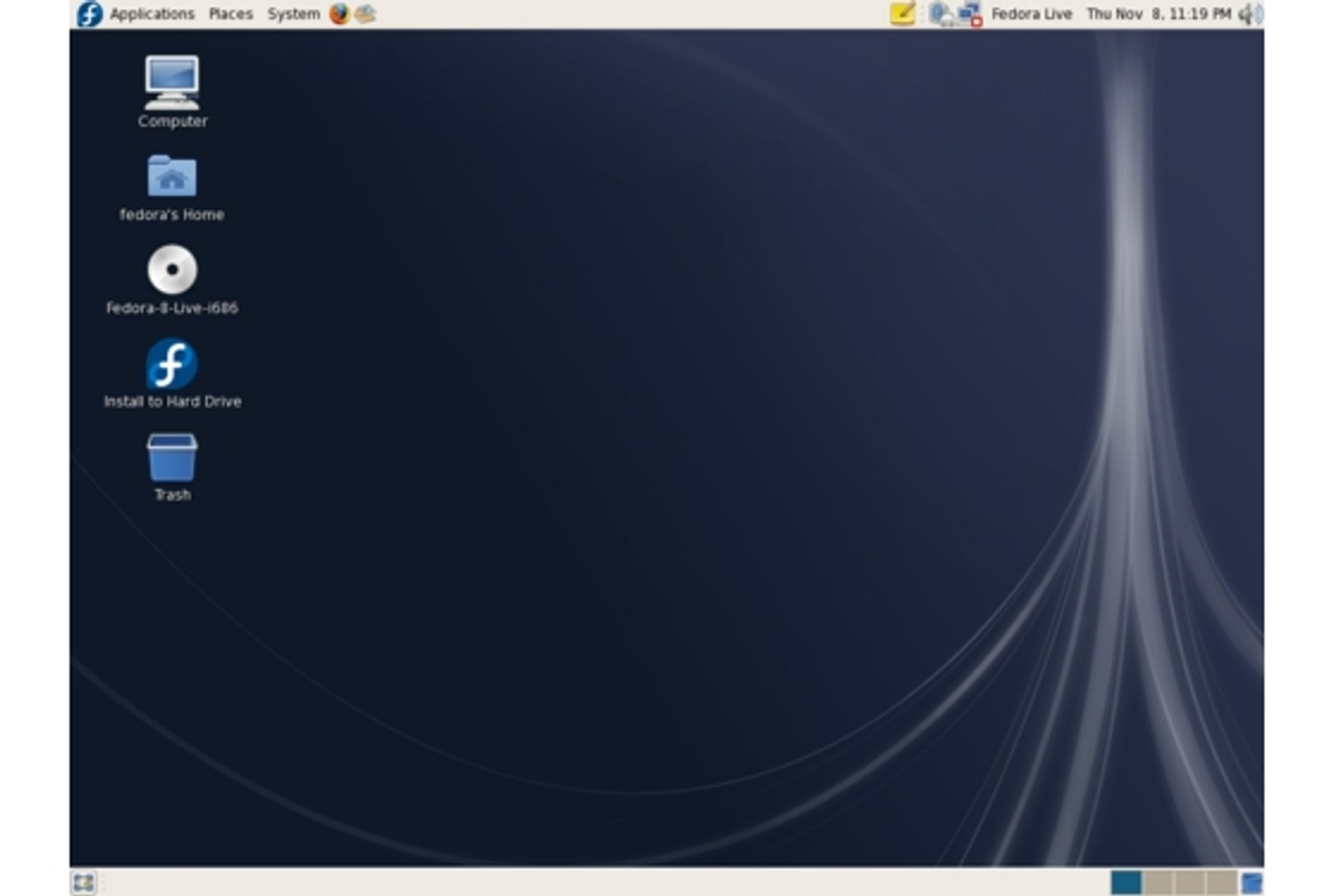 Fedora 8 med Gnome skrivebordsmiljø