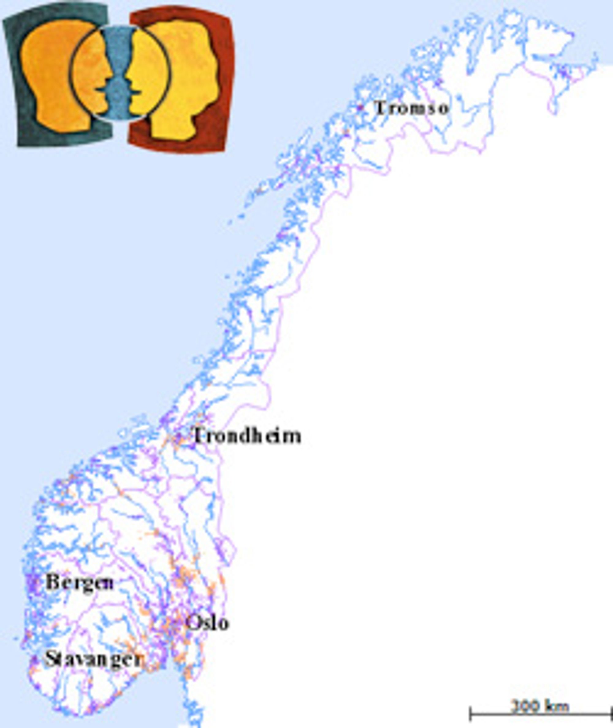 Lilla områder viser 3G-dekning.