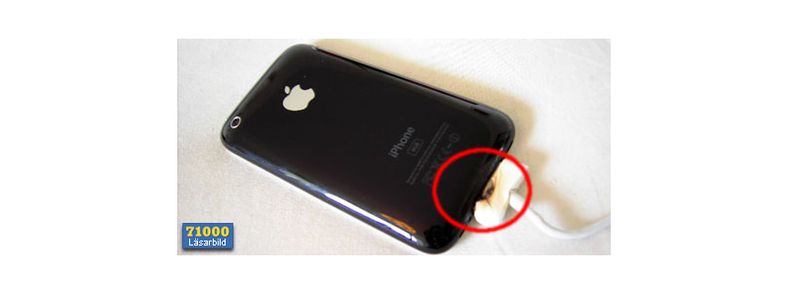 Slik så telefonen ut etter brannen. 