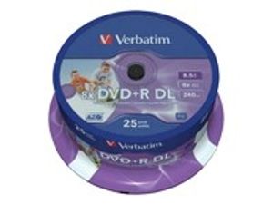 Verbatim DVD+R 8x  Double Layer 8,5 GB Printable 25 stk.