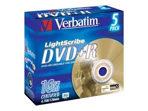 Verbatim DVD+R 16x  LightScribe 5 stk