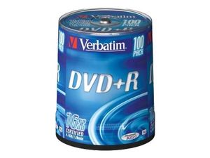 Verbatim DVD+R 16x  disc 4,7 GB 100 stk