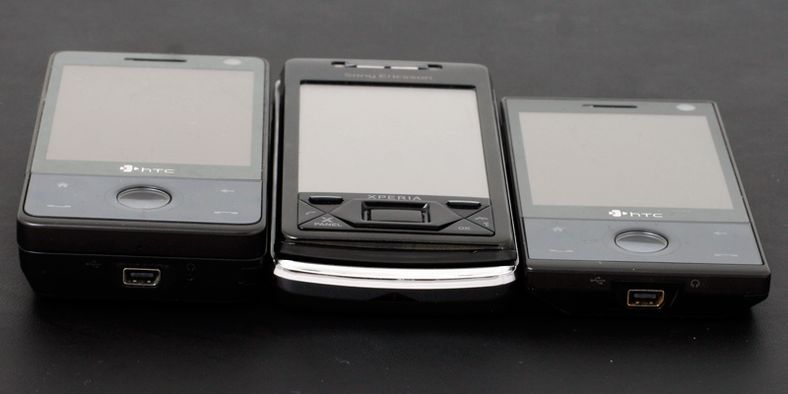 Fra venstre: HTC Touch Pro, Sony Ericsson Xperia X1 og HTC Touch Diamond. 