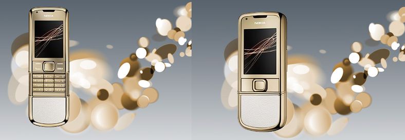 Gull i lange baner på den nye Nokia 8800-modellen.