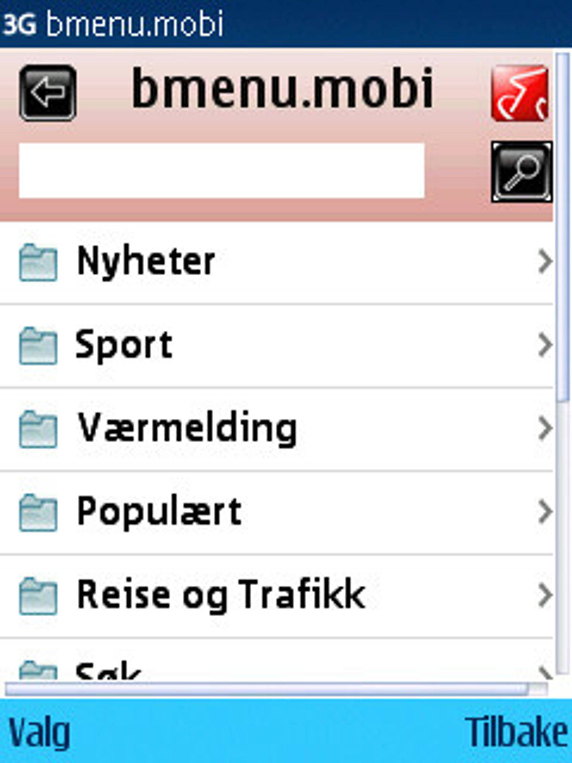 Hovedmenyen til Bmenu. (Alle foto: Silje Gomnæs)