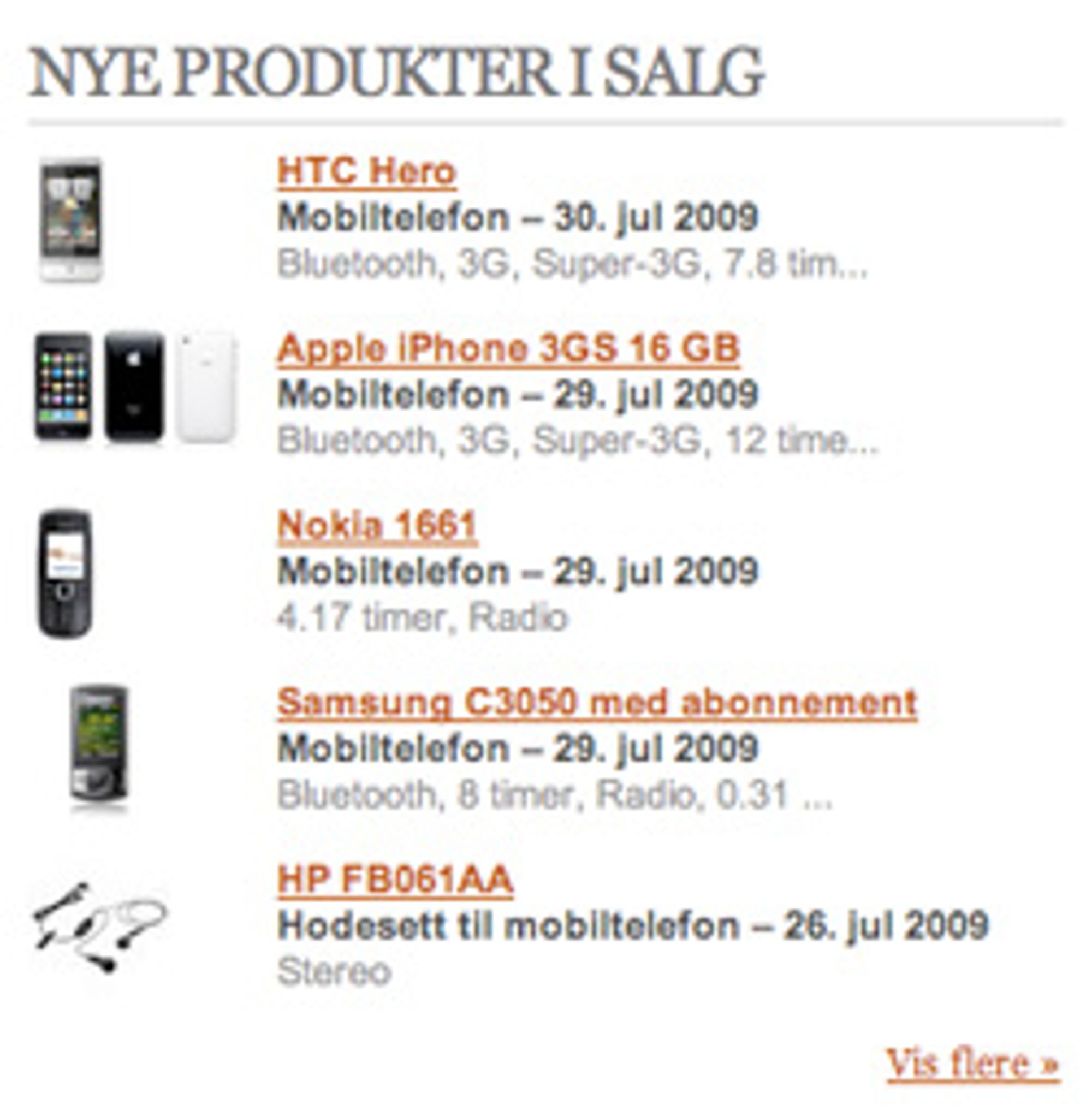 Tips: På forsiden vår finner du en slik oversikt over de nye produktene som har kommet på lager i norske nettbutikker.