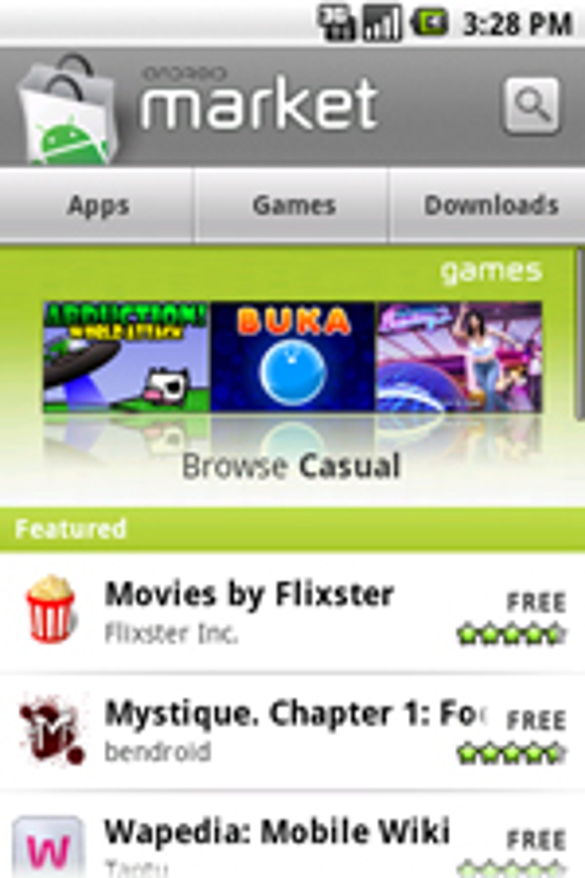 Slik skal Android Market se ut.