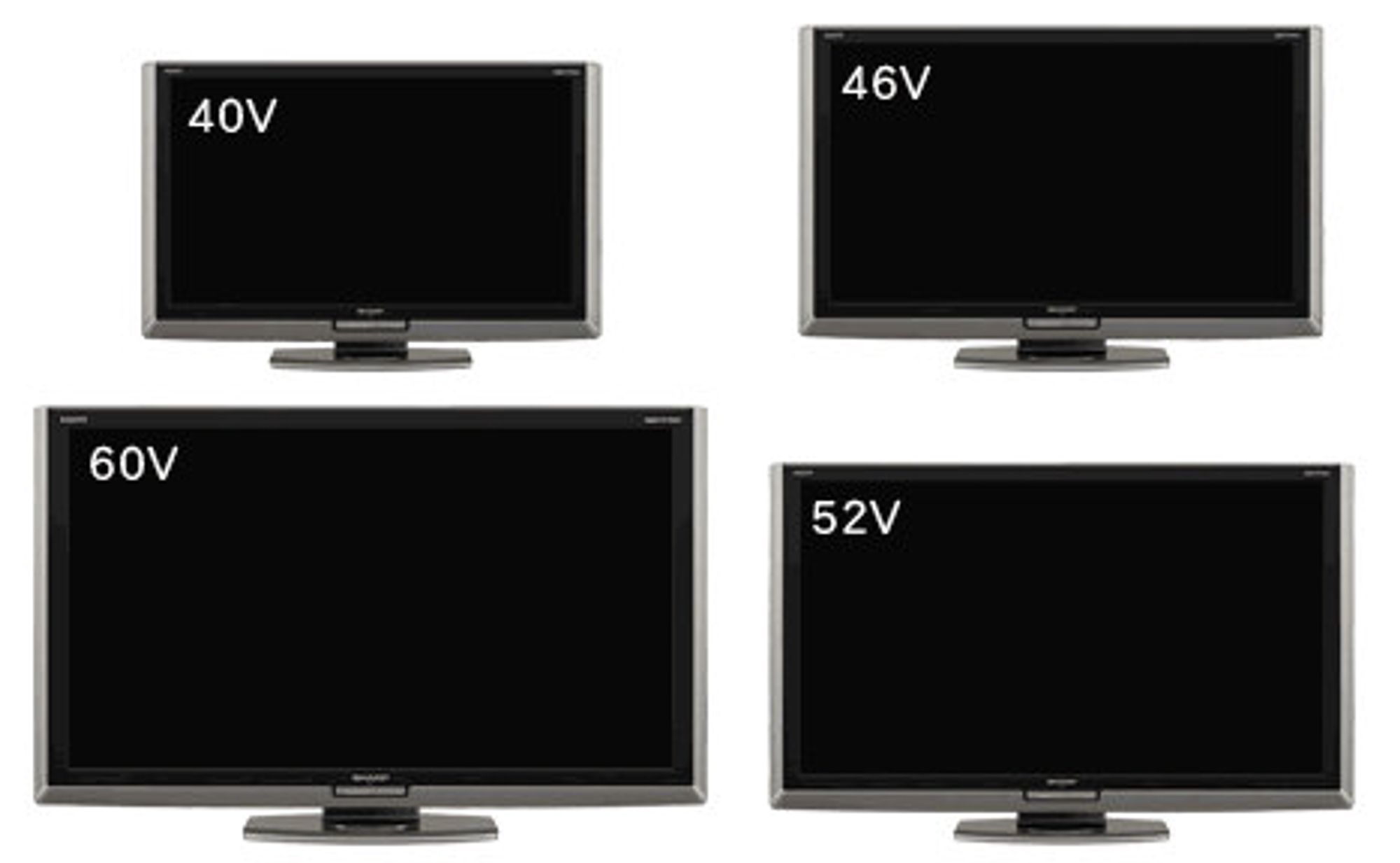 De fire modellene i Sharps LED Aquos LX-serie