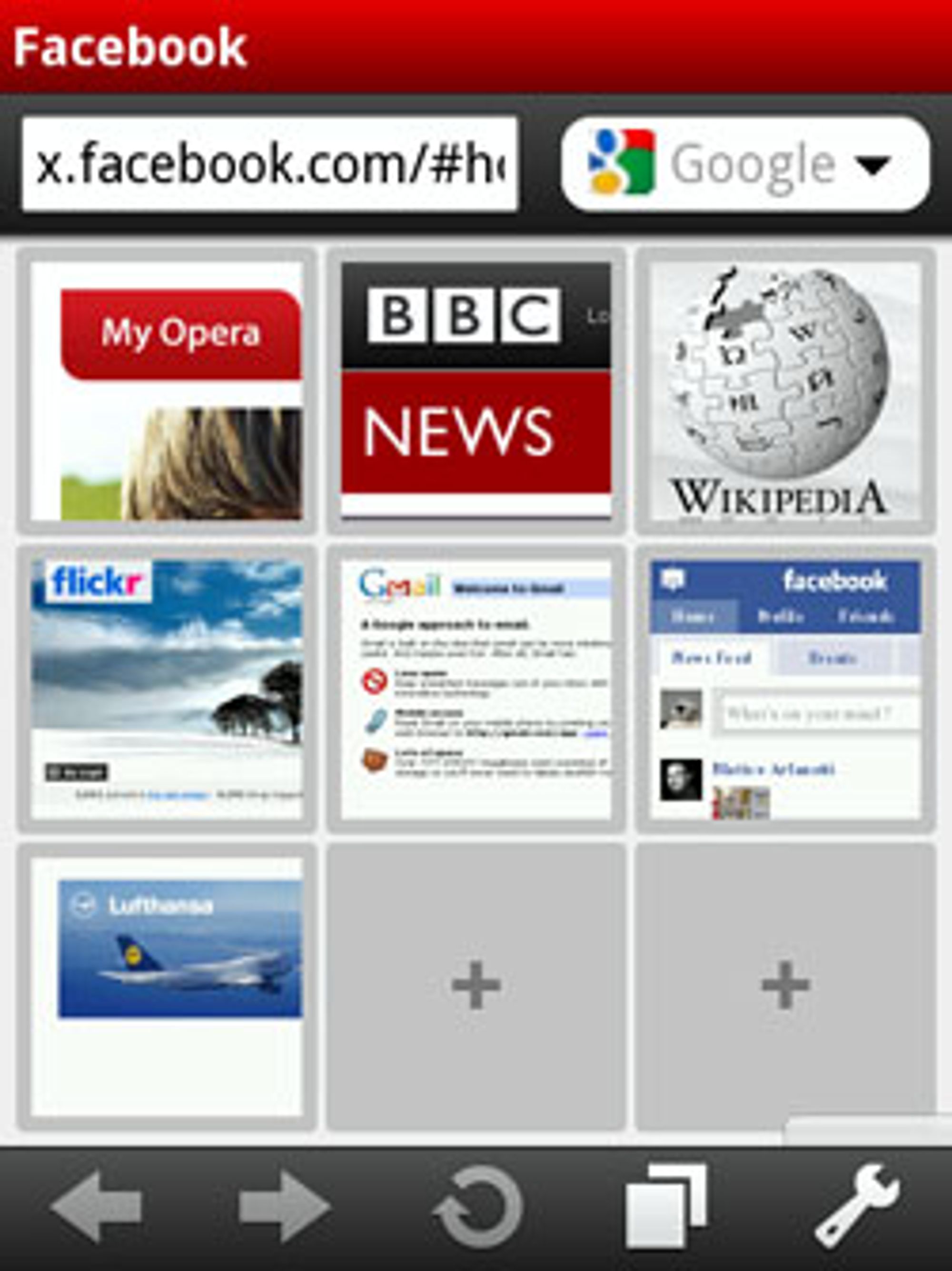 Skjermbilde fra Opera Mobile 10 beta. (Foto: Opera)
