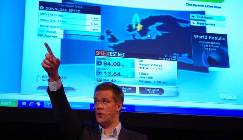 Vegard Kjenner, tjenestedirektør i Netcom, demonsterte i dag 4G for pressen.