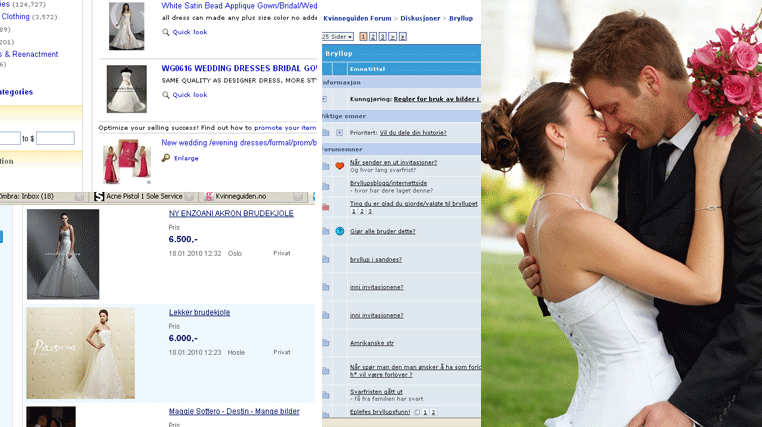 Shoppe brudekjole p� nett?