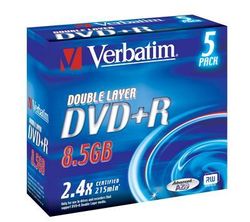 Verbatim 2.4x DVD+R Dual Layer 8.5 GB 5 stk.
