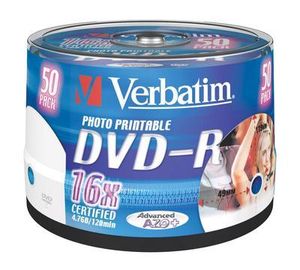 Verbatim DVD-R 16x Printbar 4.7 GB 50 stk.