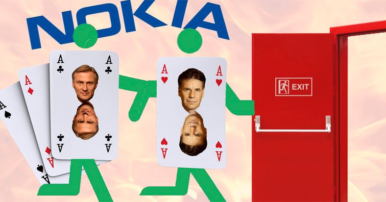 Anssi Vanjoki til venstre, og Olli-Pekka Kallasvuo til høyre.