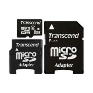 Transcend MicroSDHC Class 6 - 8 GB + mini &amp; SD-adapter
