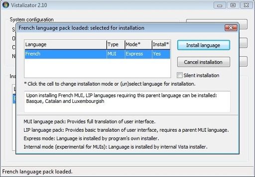 Multilingual User Interface Vista