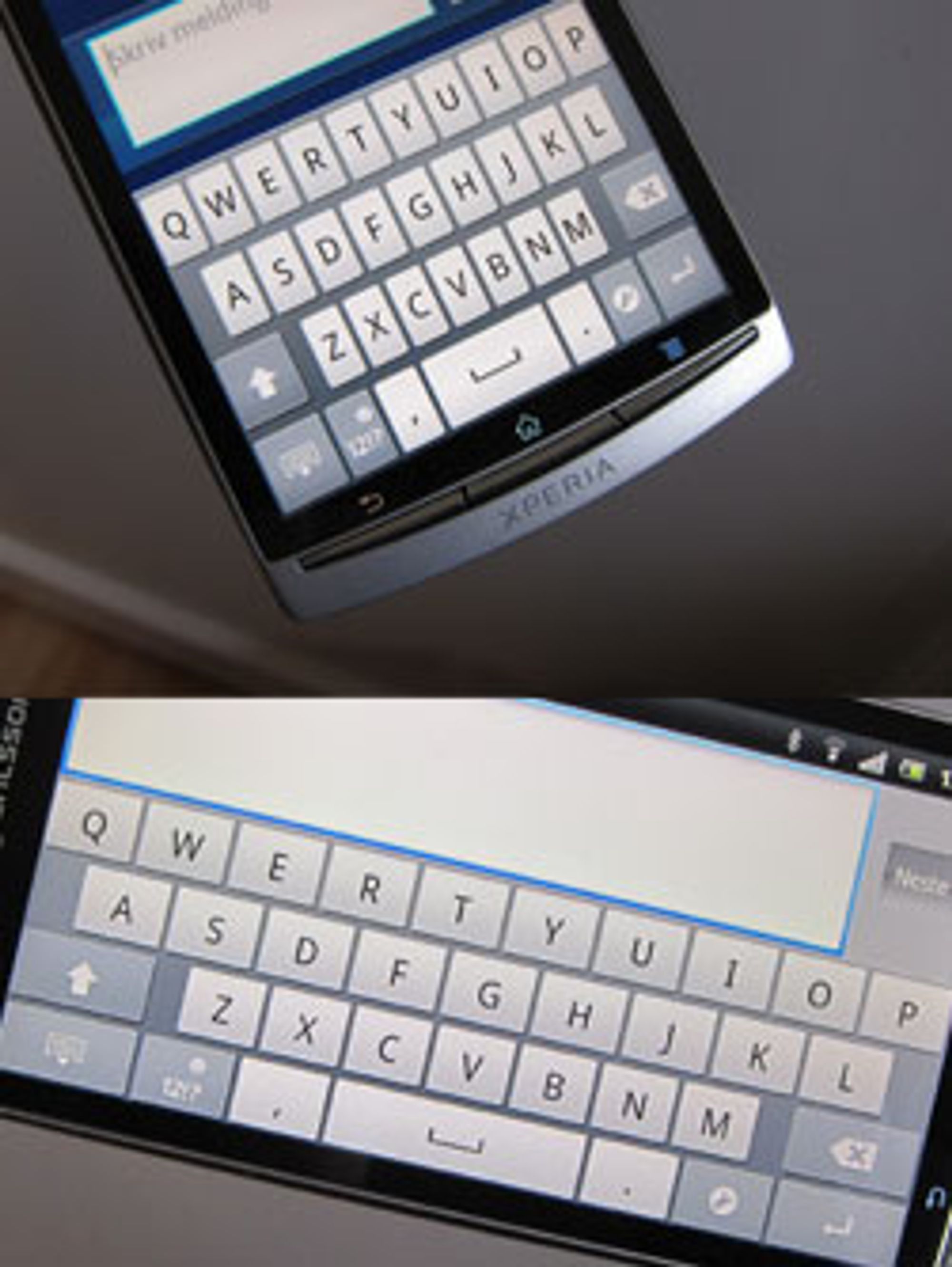 Skjermtastaturet på Xperia Arc fungerer bra. Velger du norsk språk får du også egne atster for ÆØÅ.